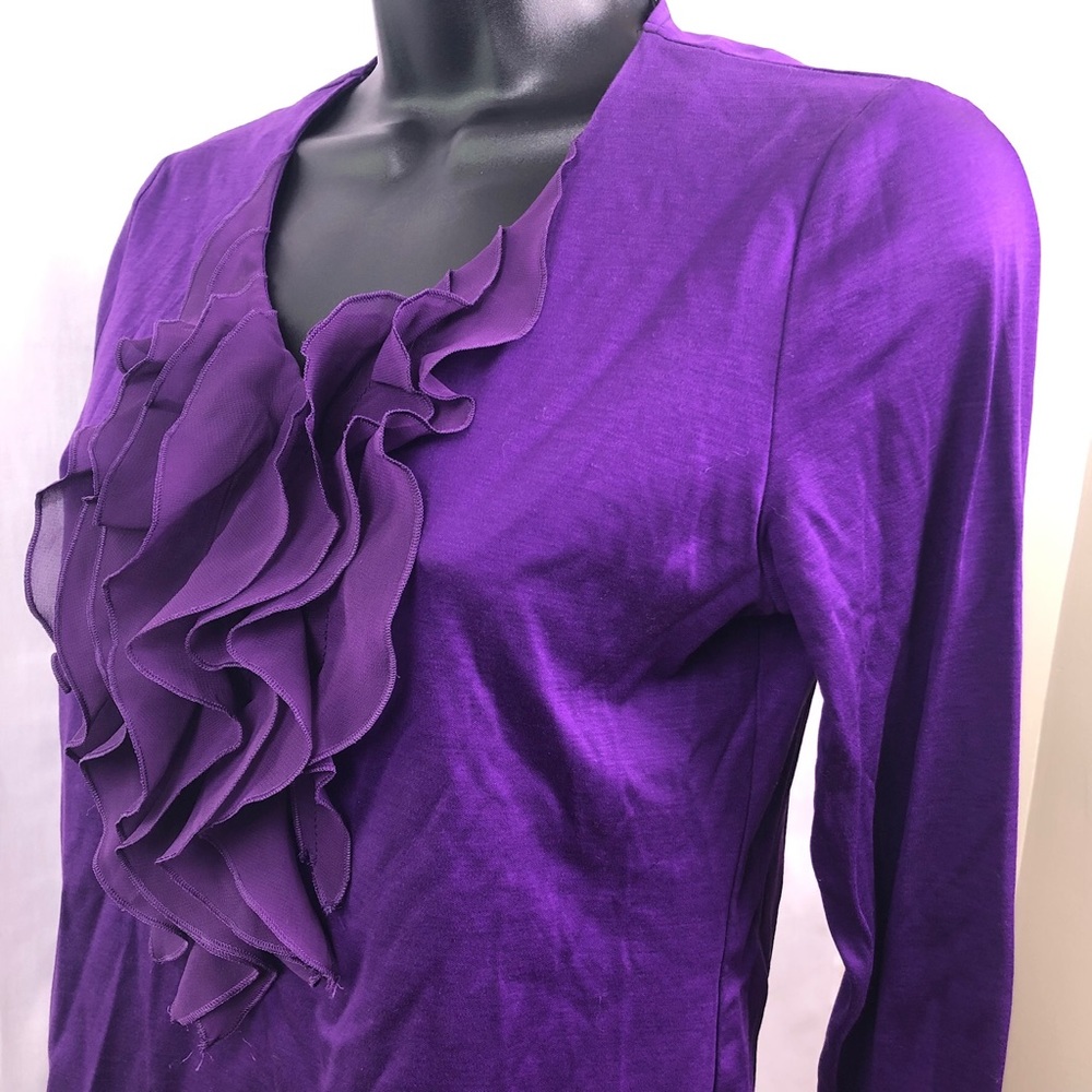 Eggplant purple color stretchy elegant ruffled top